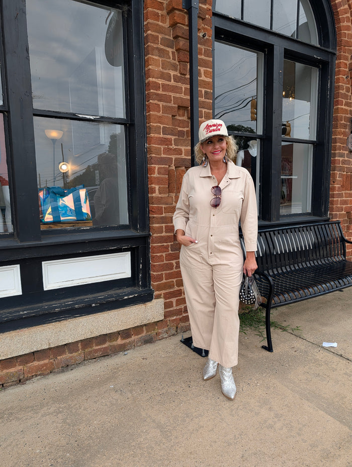 Button Down Ivory Jumpsuit