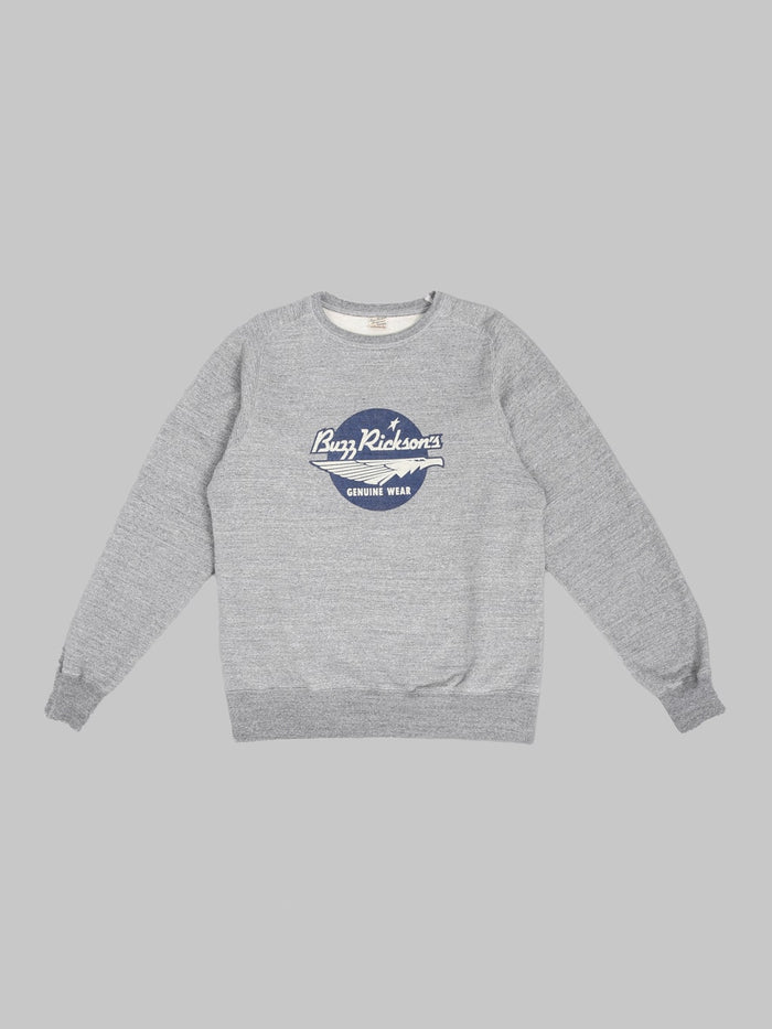 Buzz Rickson's BR69507 Freedom Sleeve Sweatshirt Heather Grey front