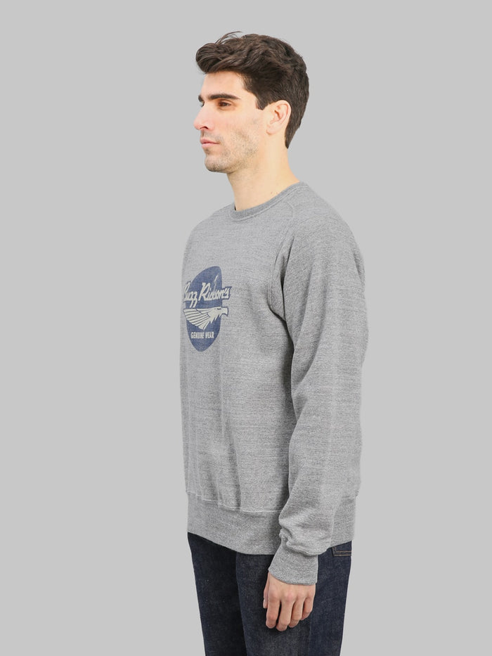Buzz Rickson's BR69507 Freedom Sleeve Sweatshirt Heather Grey side fit