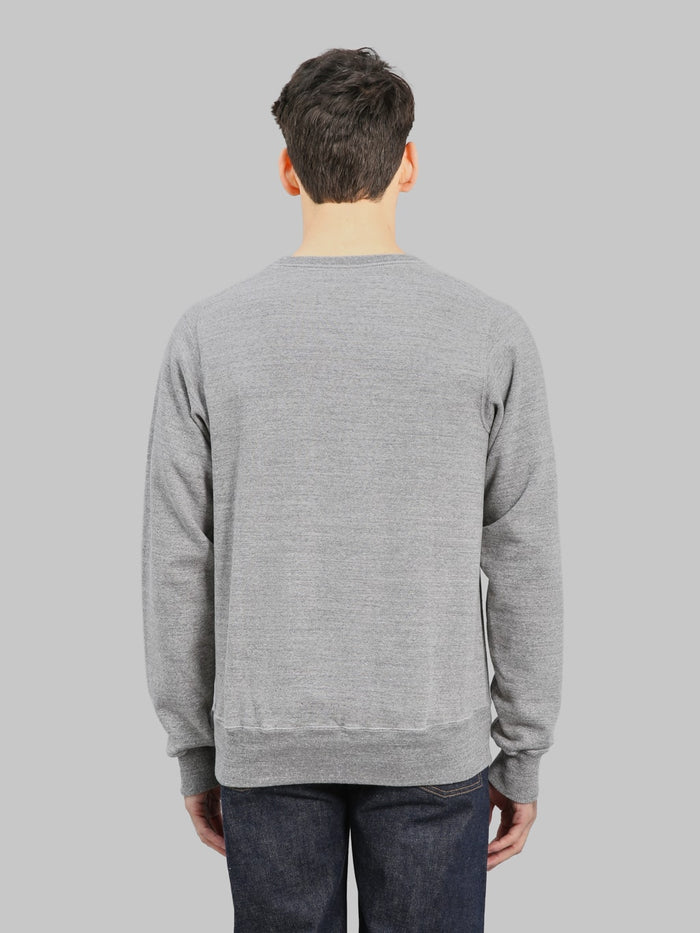 Buzz Rickson's BR69507 Freedom Sleeve Sweatshirt Heather Grey back fit