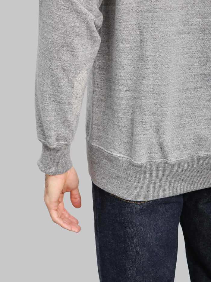 Buzz Rickson's BR69507 Freedom Sleeve Sweatshirt Heather Grey hem detail
