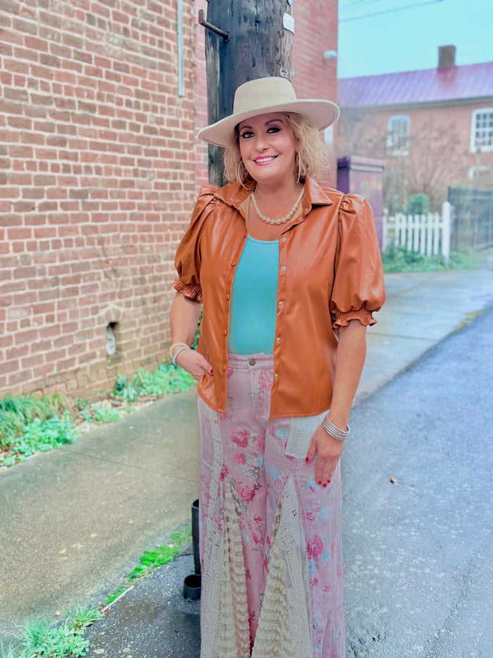 Camel Leather Top