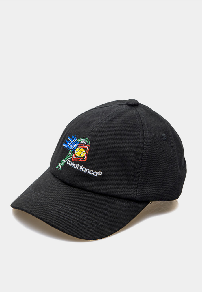 Casablanca Croquis De Tennis Embroidered Cap Black