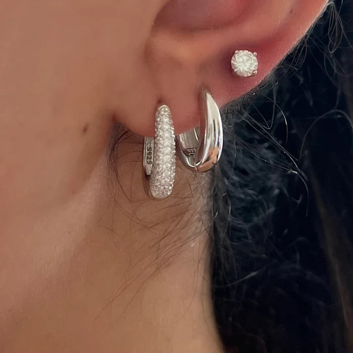 Celine Pavé Dome Hoop Earrings