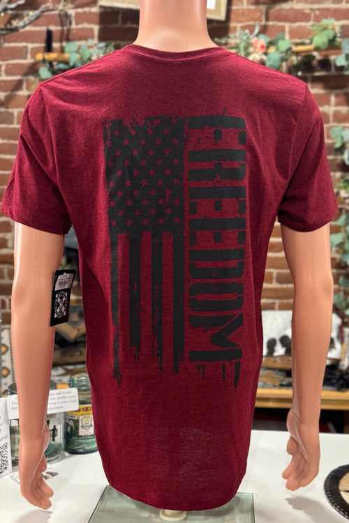 'Freedom' Tee by Howitzer Burgundy-Men's Graphic Tee-Howitzer-Gallop 'n Glitz- Women's Western Wear Boutique, Located in Grants Pass, Oregon