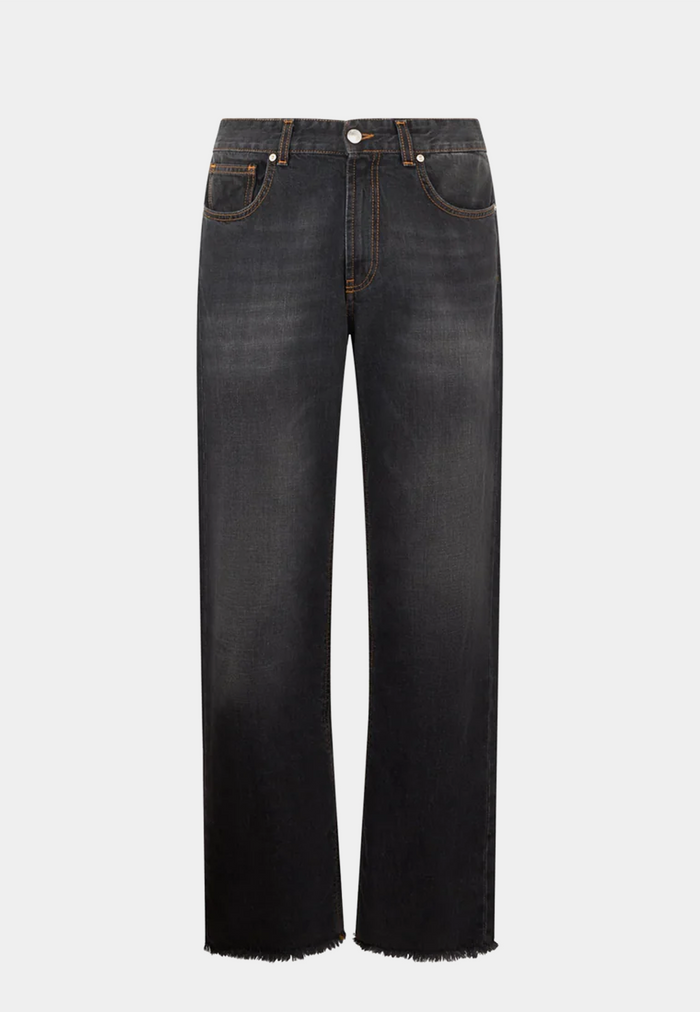 GCDS Wirdo Denim Straight Trousers Black