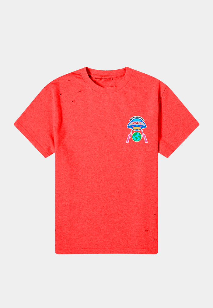 Members Of The Rage Distressed Tshirt Small Logo Infrared Red