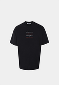 Black MSGM alphabet signature split logo T-shirt, luxury lifestyle brand streetwear.