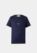 Navy MSGM T-shirt with small white logo, high-end fashion store exclusive.